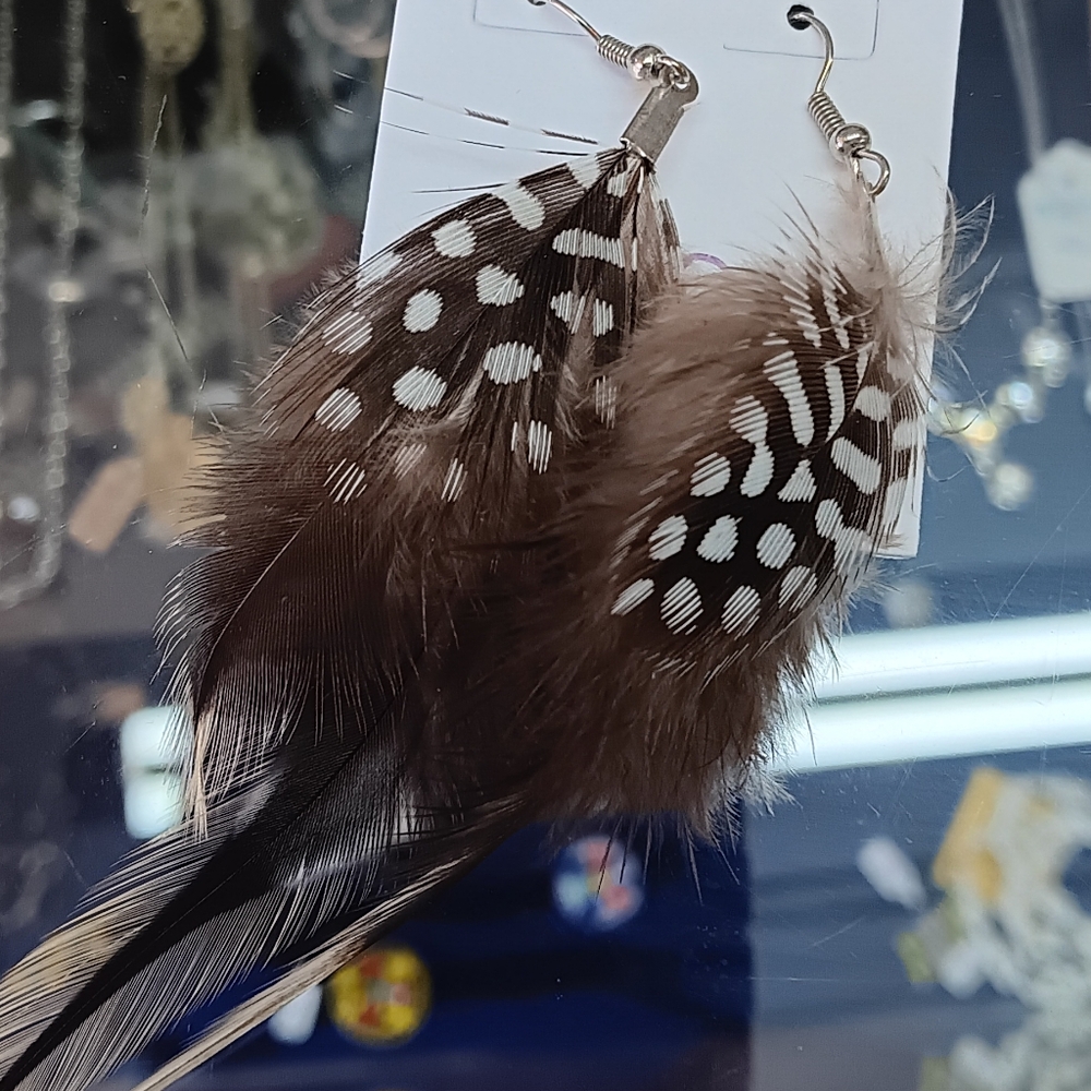 Feather Drop Earrings - image 1